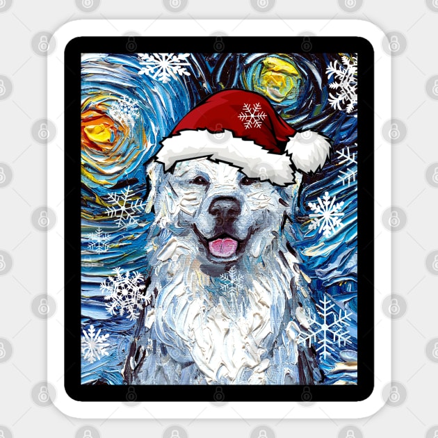 Great Pyrenees Santa Sticker by sagittariusgallery